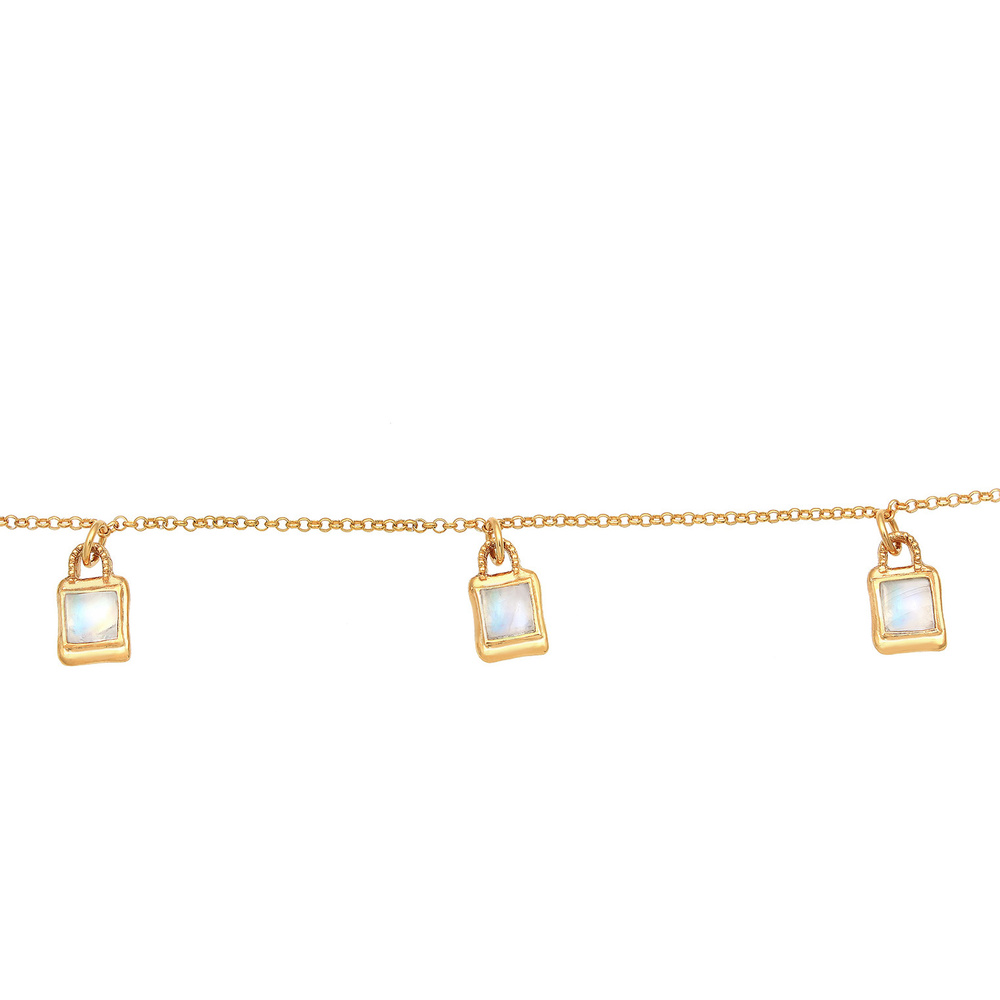 Elli PREMIUM Elli PREMIUM Collier Élégant Basic Choker avec Pierre de Lune Collier Femme - (92 collier