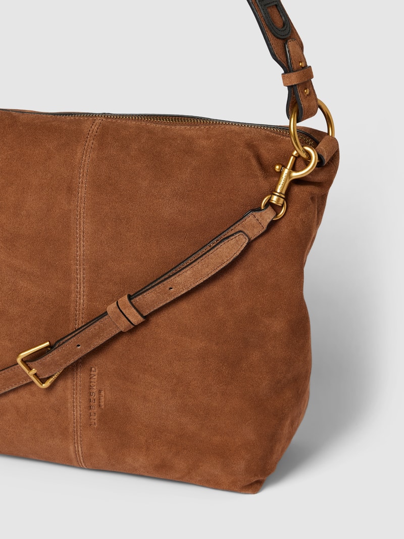 Hobo Bag aus Leder mit Label-Detail Modell 'AISSA SUEDE' in haselnuss braun