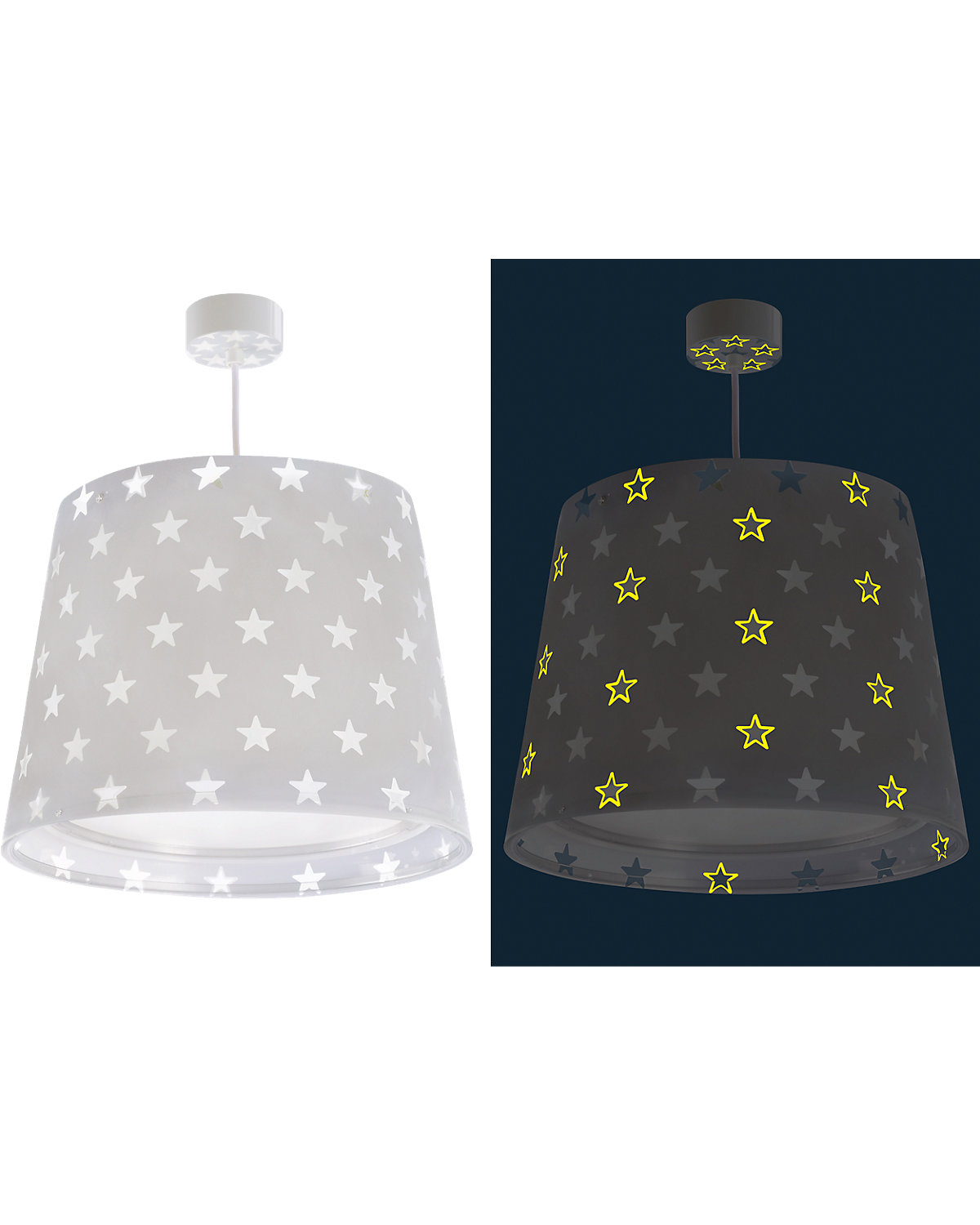 Hängelampe STARS, Glow in the dark, grau