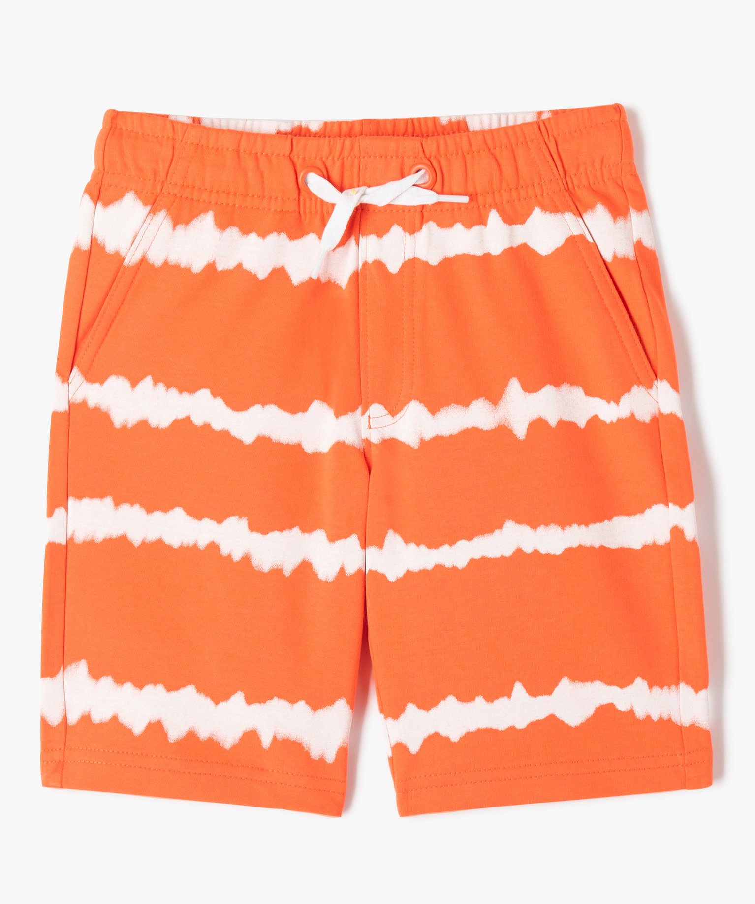 Bermuda Garçon en maille à taille élastiquée orange | GEMO
