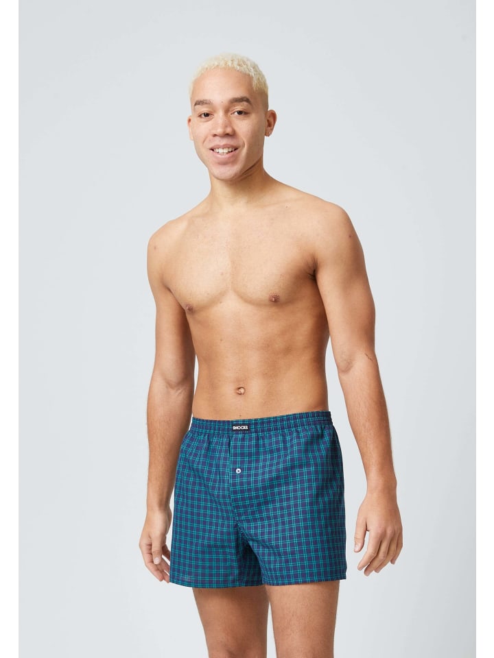 SNOCKS American Woven Boxershorts aus Bio-Baumwolle 3 Stück in Mix (Grüne Muster) günstig kaufen