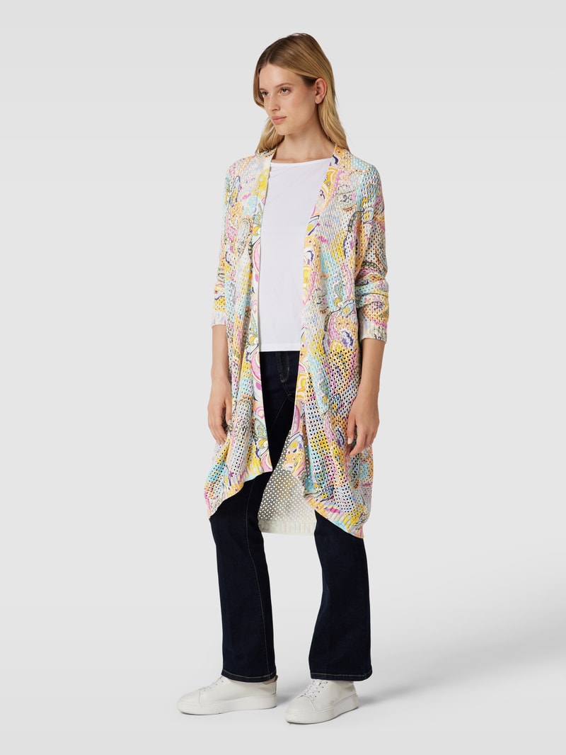 Longcardigan mit Allover-Muster in blau