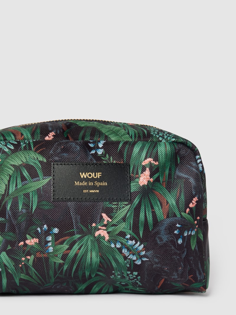Kosmetiktasche mit Allover-Print Modell 'Janne Big Beauty' in schwarz