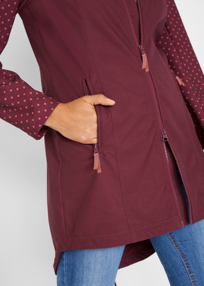 Bedruckte Softshelljacke, schlanker Schnitt, wasserabweisend