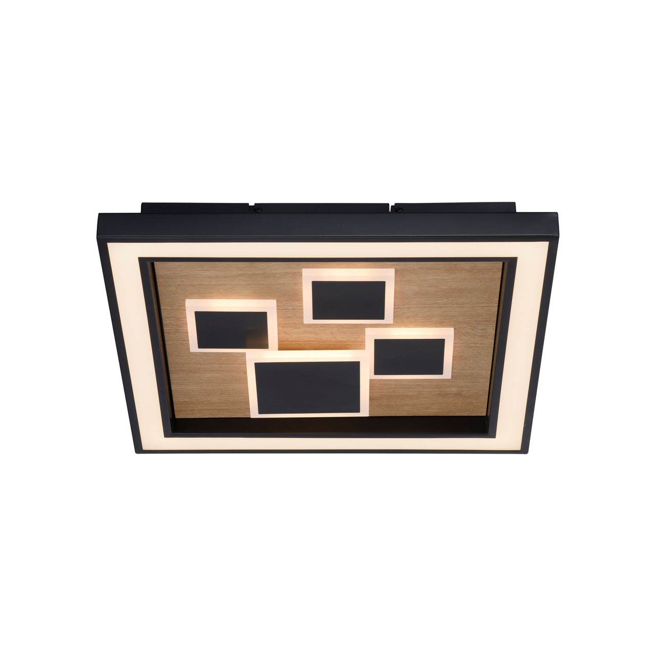 Paul Neuhaus LED Deckenleuchte ELIZA, Serienschalter, 3000 Kelvin, quatratisch, Holz-natur
