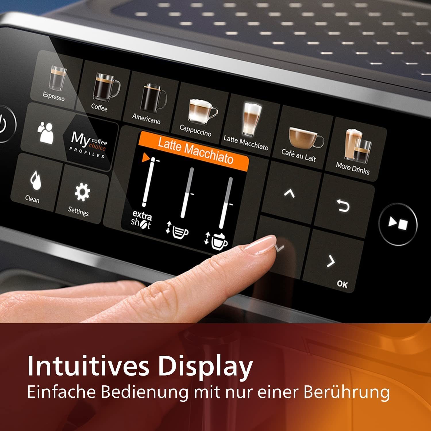 Philips Kaffeevollautomat Series 5400 Kaffeevollautomat LatteGo Milchaufschäumer Display, Kaffeeautomat Cafemaschine Kaffeemaschine mi Mahlwerk Vollautomat Cafe