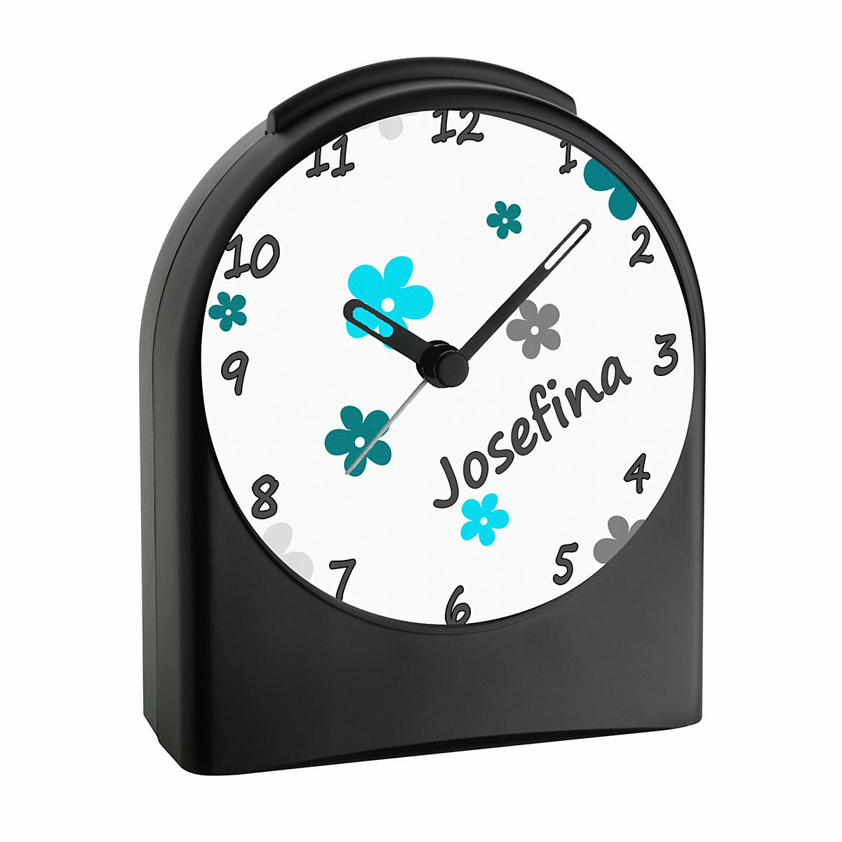 Kinder Funkwecker personalisiert mit Namen Blume Atom-/Funkuhr, 12-Stunden-Anzeigeformat, Schlummerfunktion, Nachtlicht, Geräuschlos/Ohne Ticken