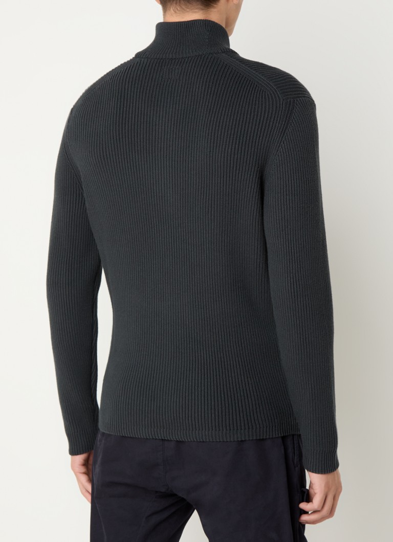 Pull en maille côtelée CP Company avec demi-zip