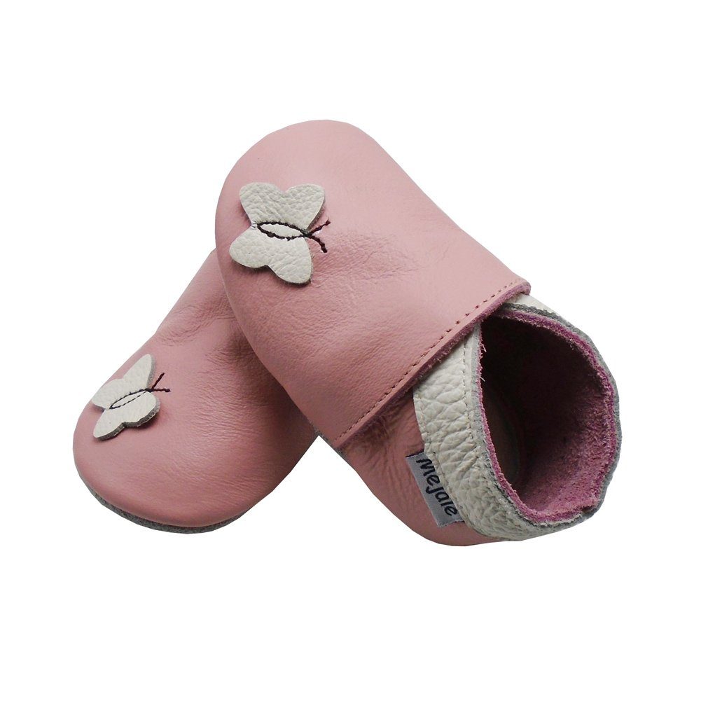 Yalion Weiche Leder Krabbelschuhe Lauflernschuhe Rosa 100% Leder Hausschuh