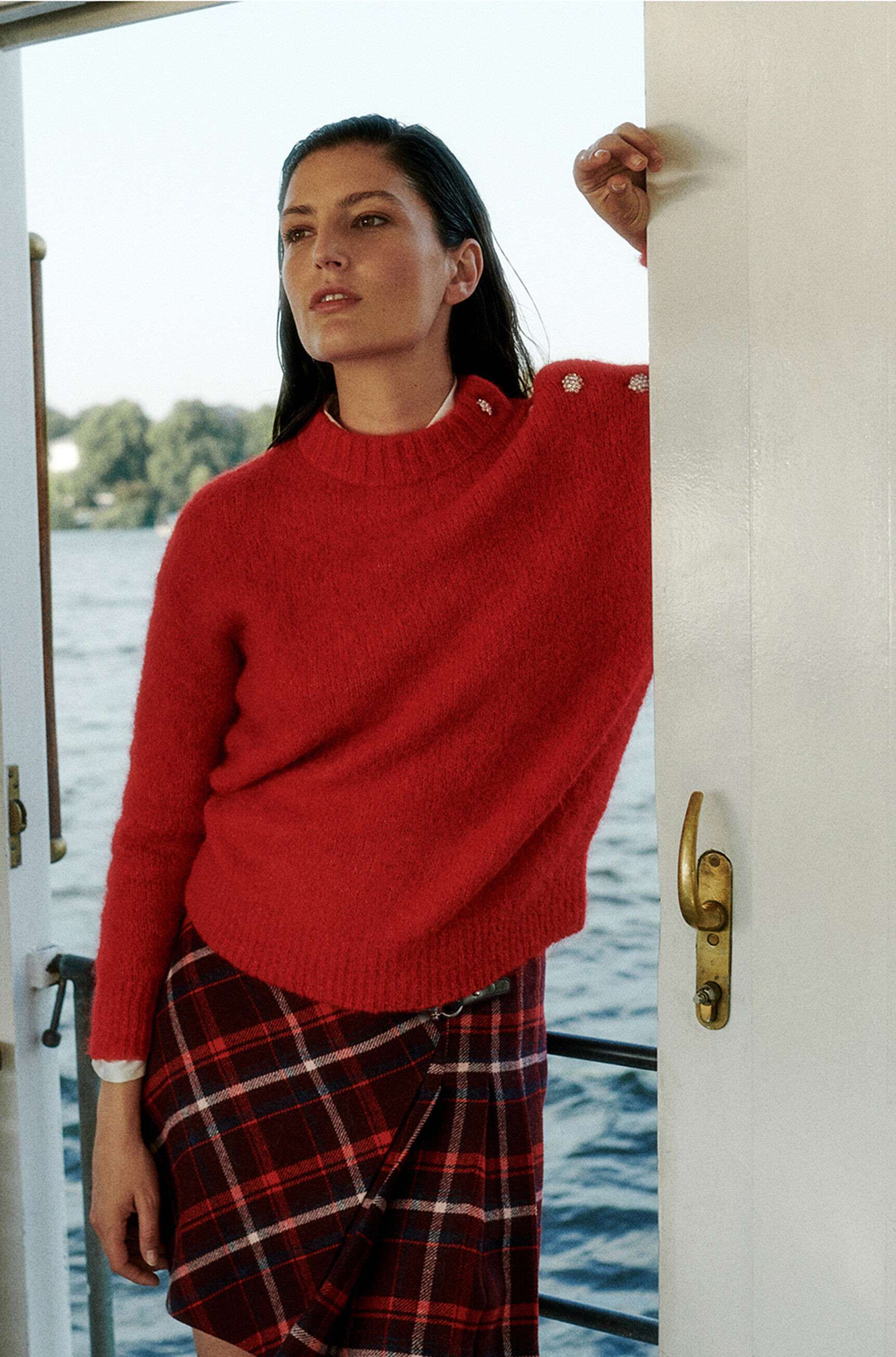 jupe margaret plaid rouge femme