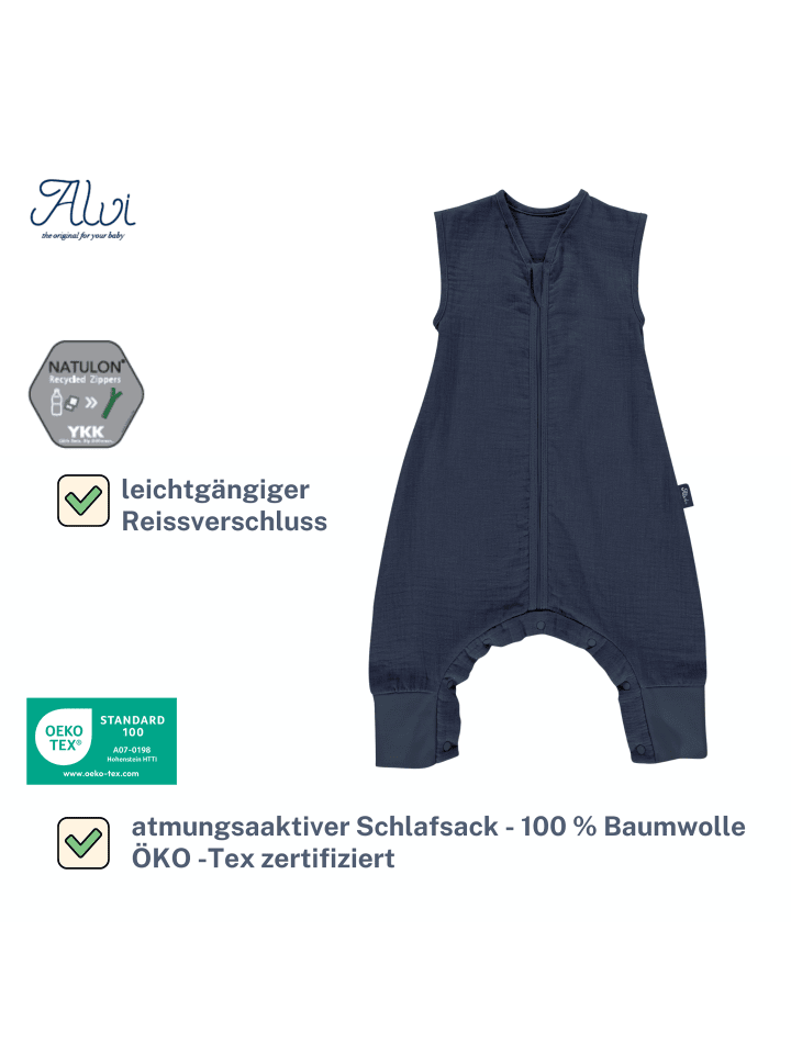 Kinderhaus Blaubär Mull Sleep-Overall Schlafsack light TOP in Poseidon günstig kaufen