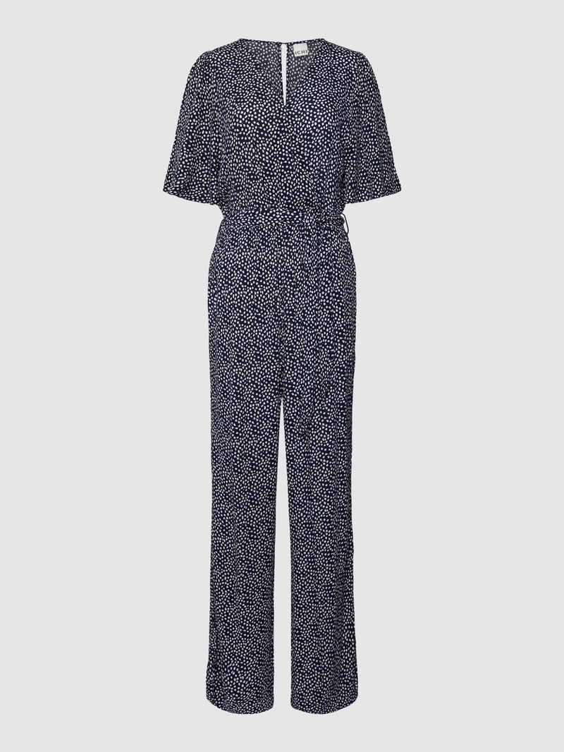 Jumpsuit aus reiner Viskose mit Bindegürtel Modell 'Marrakech' in marineblau