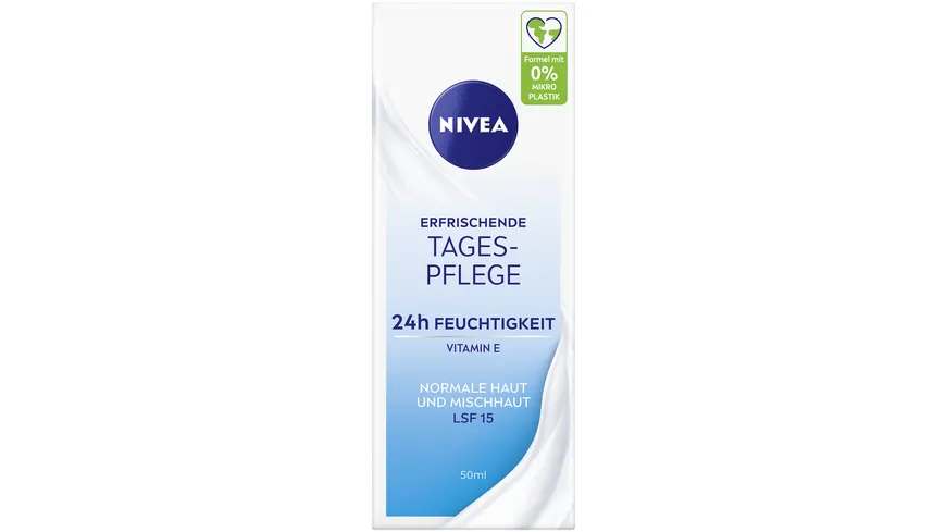 NIVEA Erfrischende Tagespflege 24h Feuchtigkeit Normale Haut und Mischhaut LSF 15 Tube 50 ml