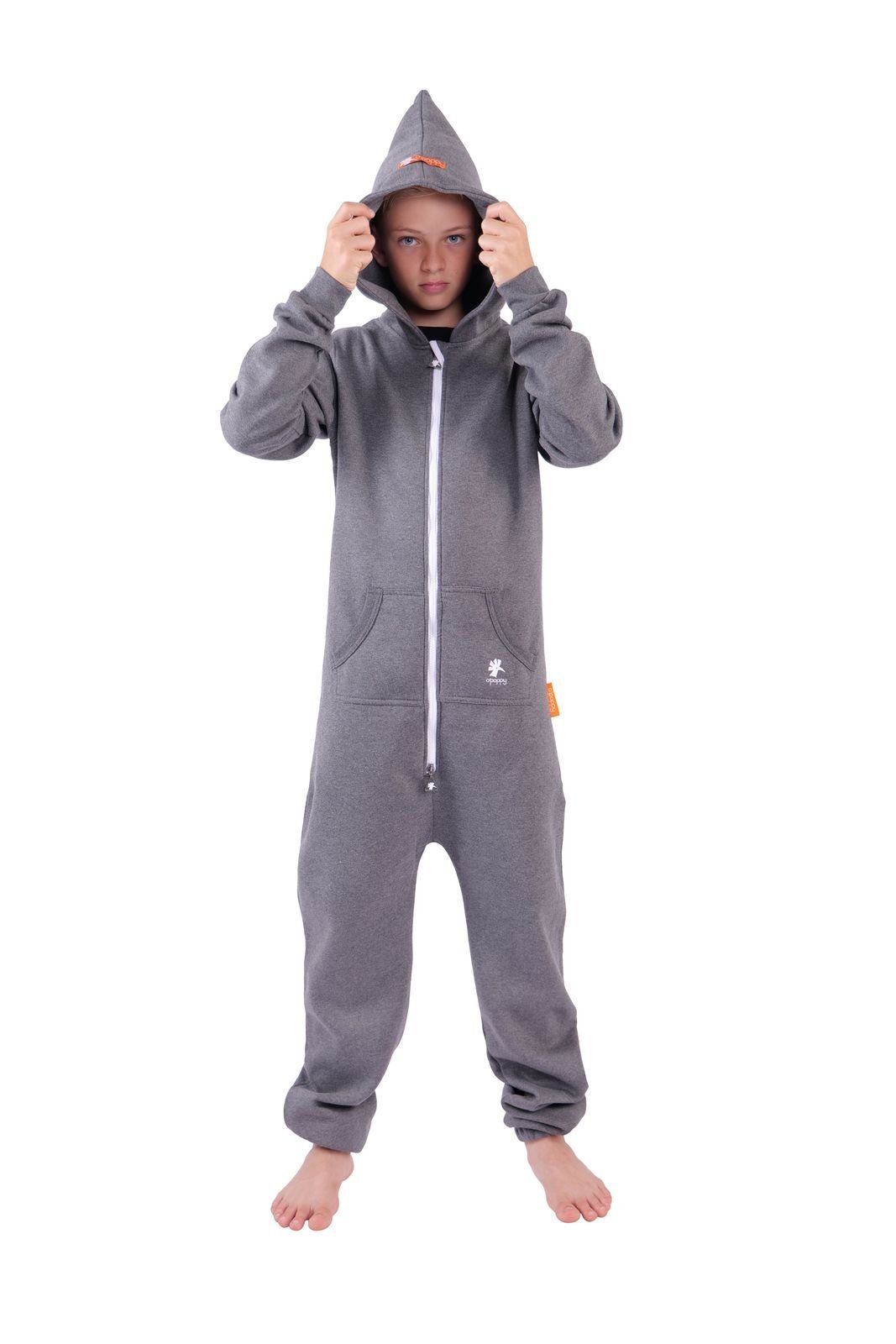 O'Poppy Jumpsuit Kinder dunkelgrau (1-tlg) Zwergen Kapuze und Eingrifftaschen