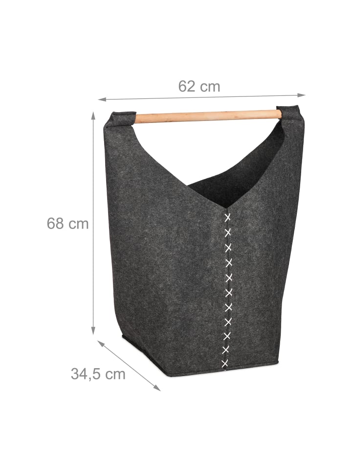 relaxdays Wäschesammler in Dunkelgrau/ Natur - (B)62 x (H)68 x (T)34,5 cm günstig kaufen onesize