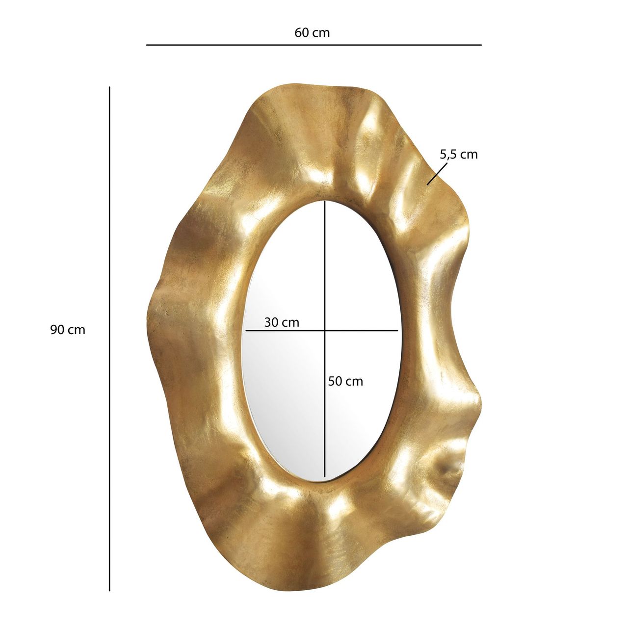 Wohnling Wandspiegel Gold 60x90 cm Metall