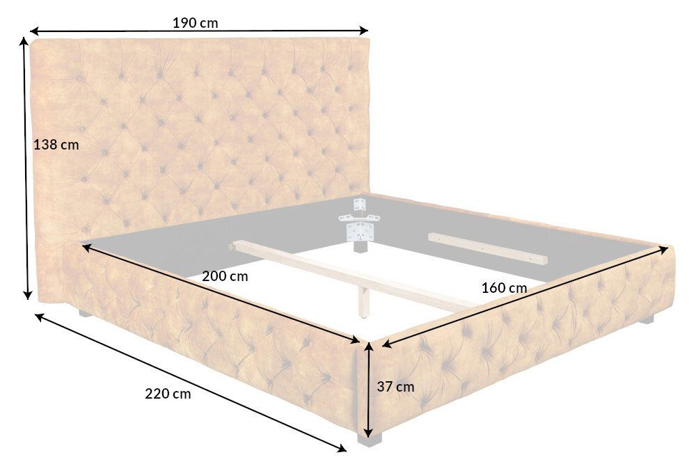 riess-ambiente Polsterbett PARIS 160x200cm senfgelb (Einzelartikel, 1-tlg), Schlafzimmer · Samt · Holz · Queensize · Chesterfield Design