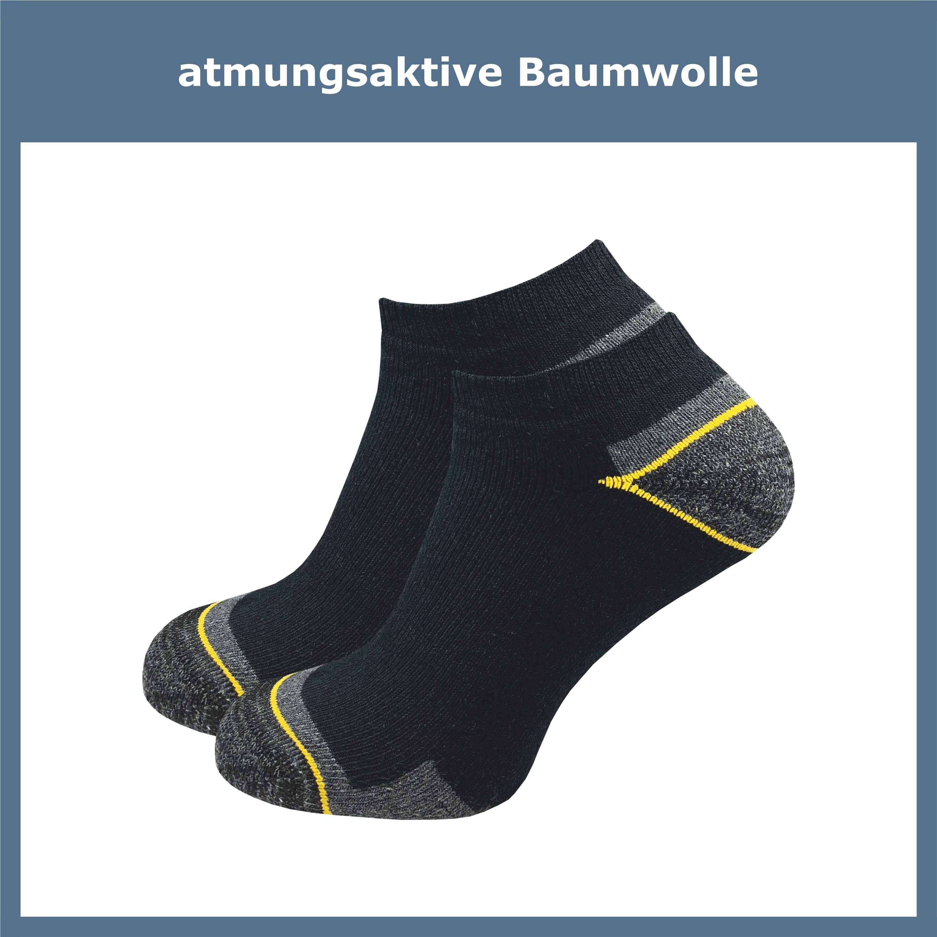 GAWILO Arbeitssocken - Sneaker - für Herren mit atmungsaktiver Baumwolle gegen Schweißfüße (6 Paar) Ideal für Sicherheitsschuhe oder Arbeitsschuhe - Arbeits Sneaker