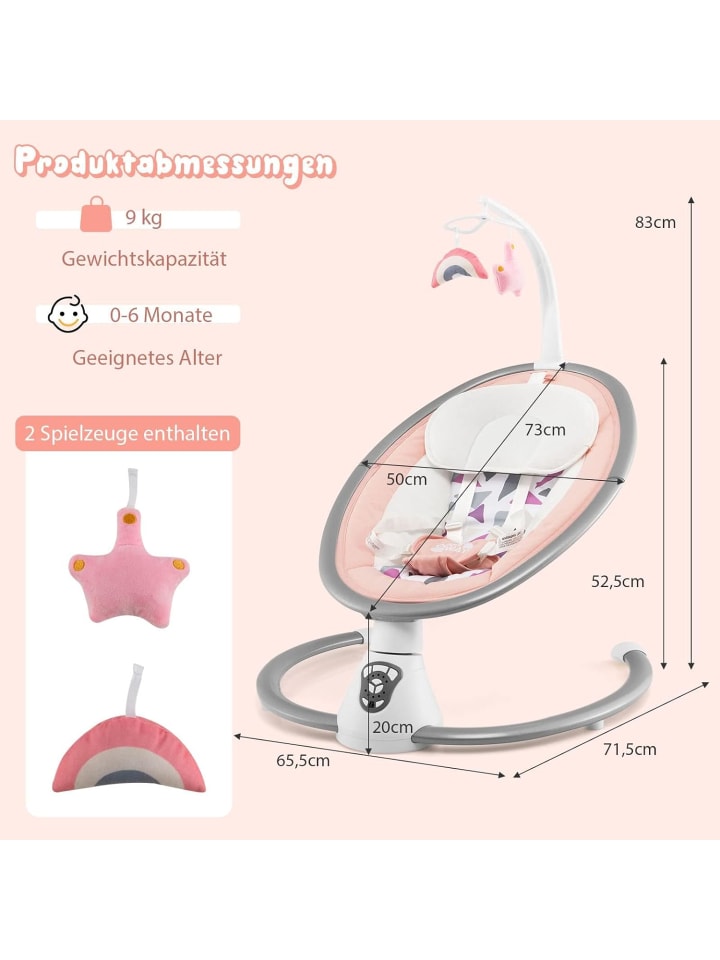 COSTWAY Babywippe Elektrisch bis 6 Monaten in Rosa günstig kaufen onesize