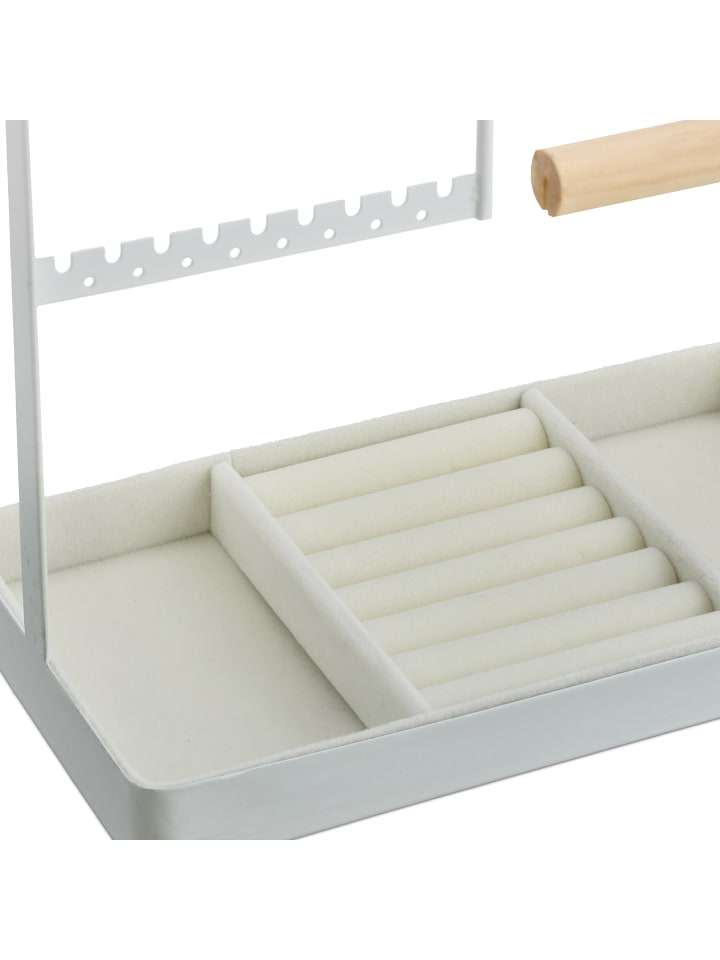 relaxdays Schmuckständer in Weiß/ Natur - (B)19,5 x (H)32,5 x (T)11 cm günstig kaufen onesize