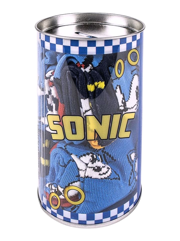 Sonic 4er - Pack Kindersocken Sonic The Hedgehog Geschenkset mit Spardose  in Blau günstig kaufen