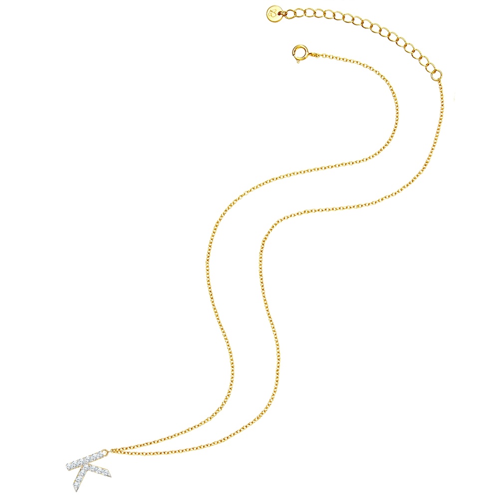 Glanzstücke München Collier en argent Lettre K Argent sterling Oxyde de zirconium (CZ) en Or jaune collier