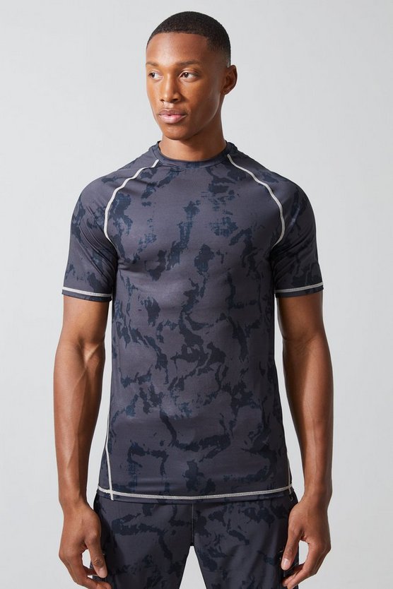 Mattes Muscle-Fit T-Shirt mit Acid-Waschung