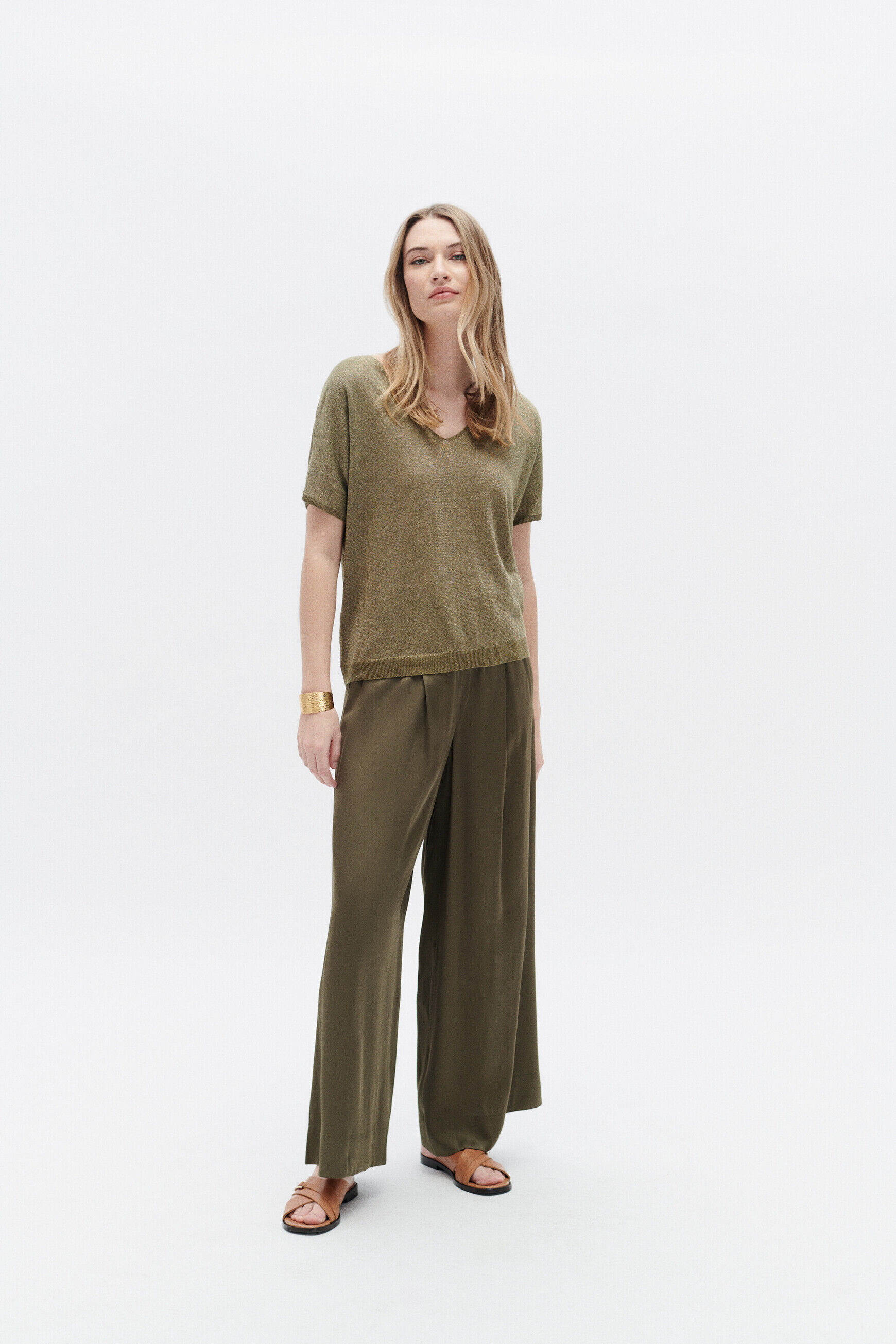 Pull milane vert olive femme