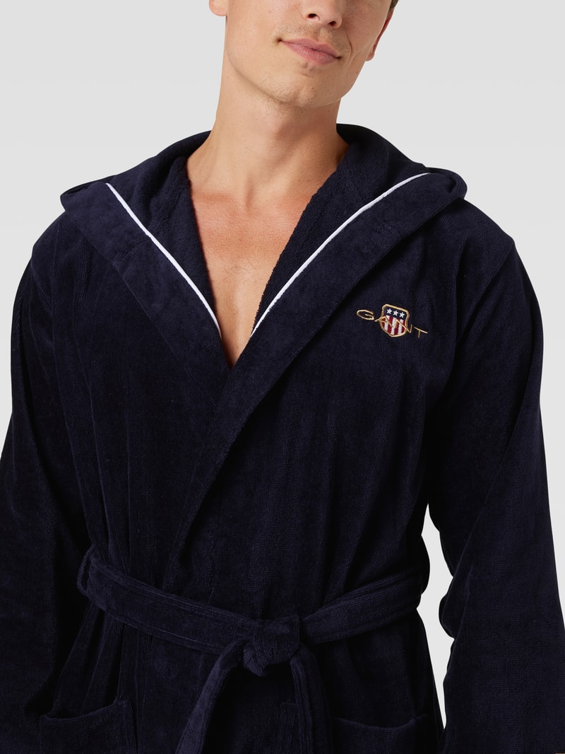 Bademantel mit Label-Stitching in blau