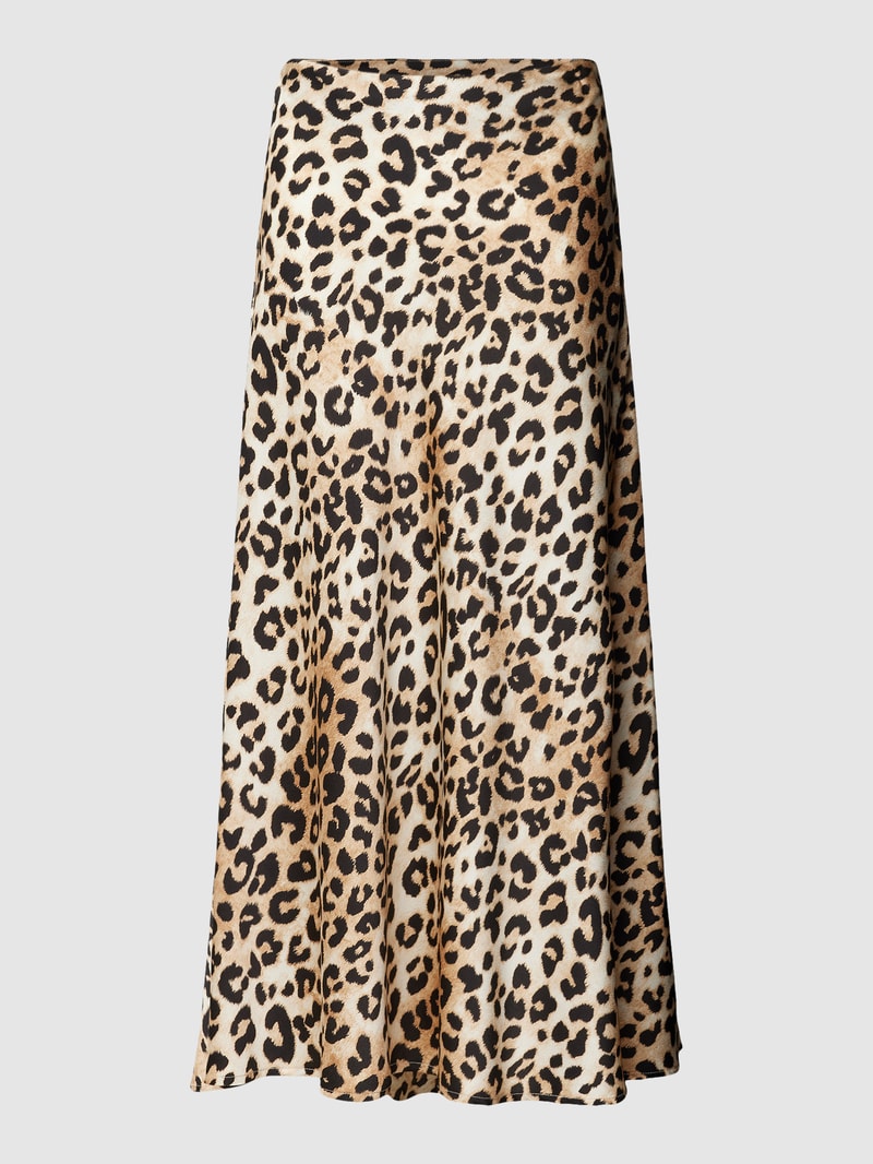 Midirock mit Animal-Print in ecru