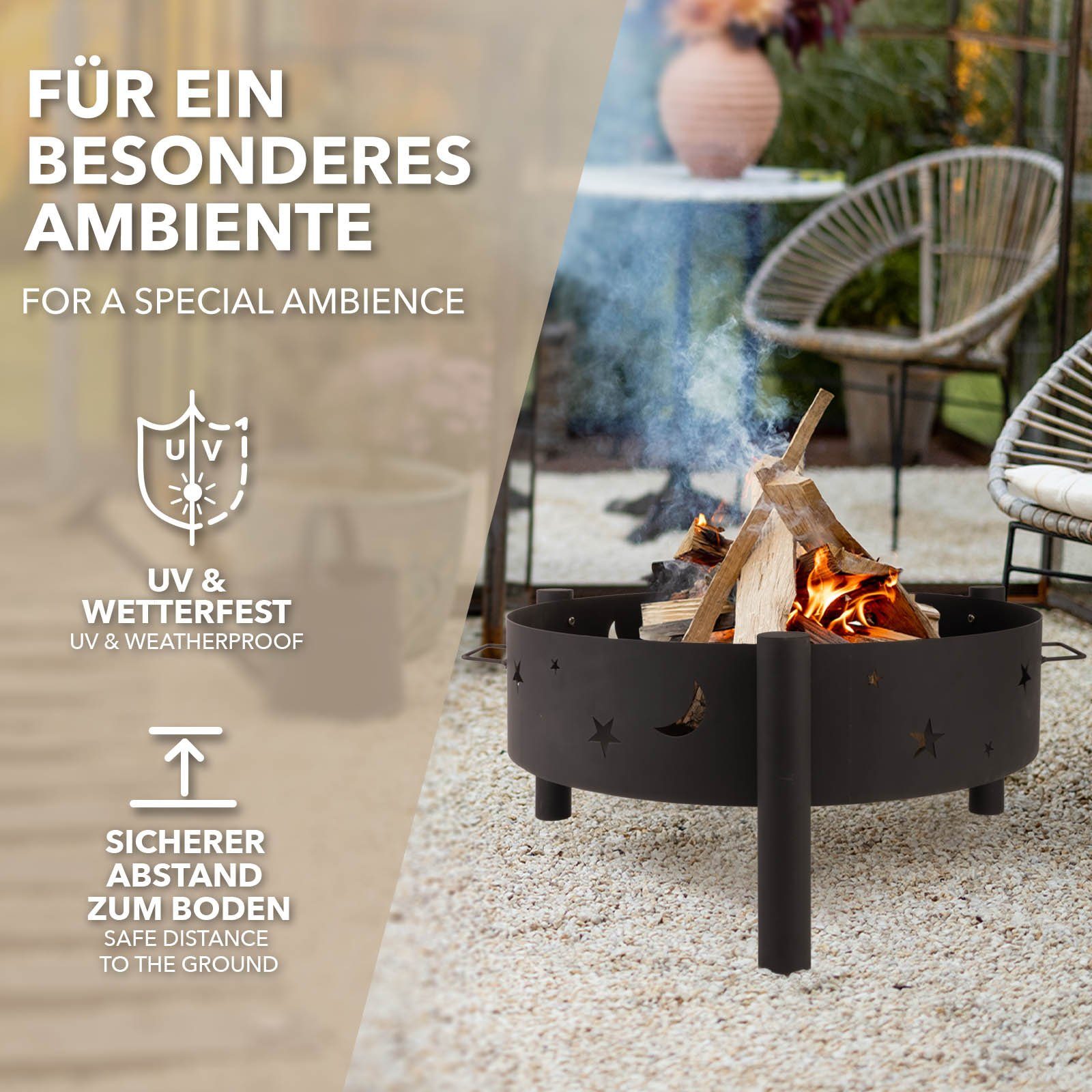 Kubus Feuerschale, UV- & wetterfest