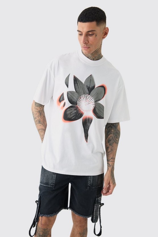 Tall Oversize T-Shirt mit abstraktem Blumenprint