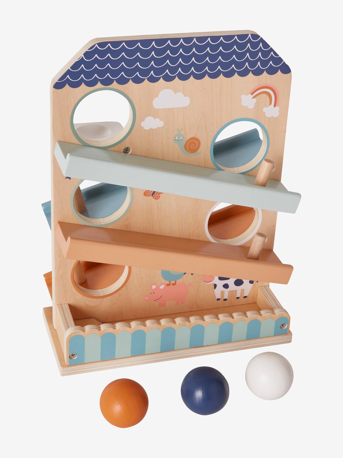 Toboggan à balles en bois FSC® multicolore