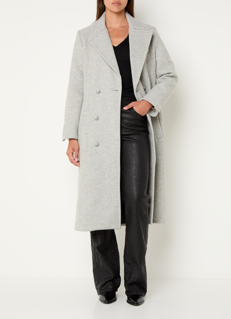 Palton Zadig&Voltaire Mulan cu două nasturi, din amestec de lână, cu model în spic de herringbone și curea.