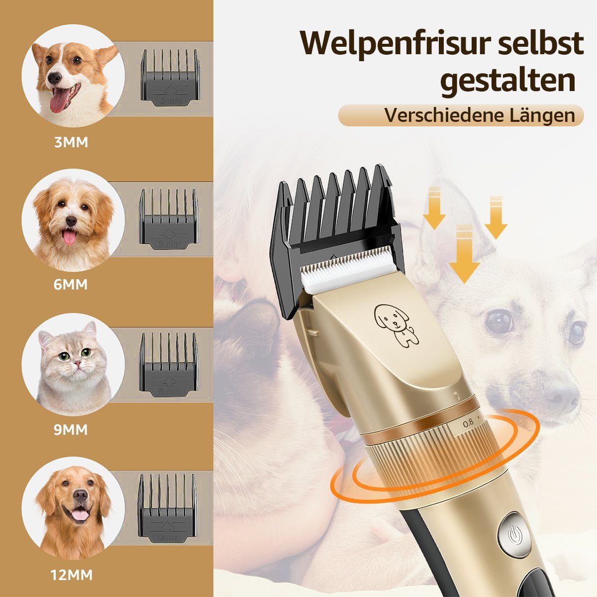 7Magic Hundeschermaschine, Pferdeschermaschine, Leiser Tierhaarschneider für Hund und Katze