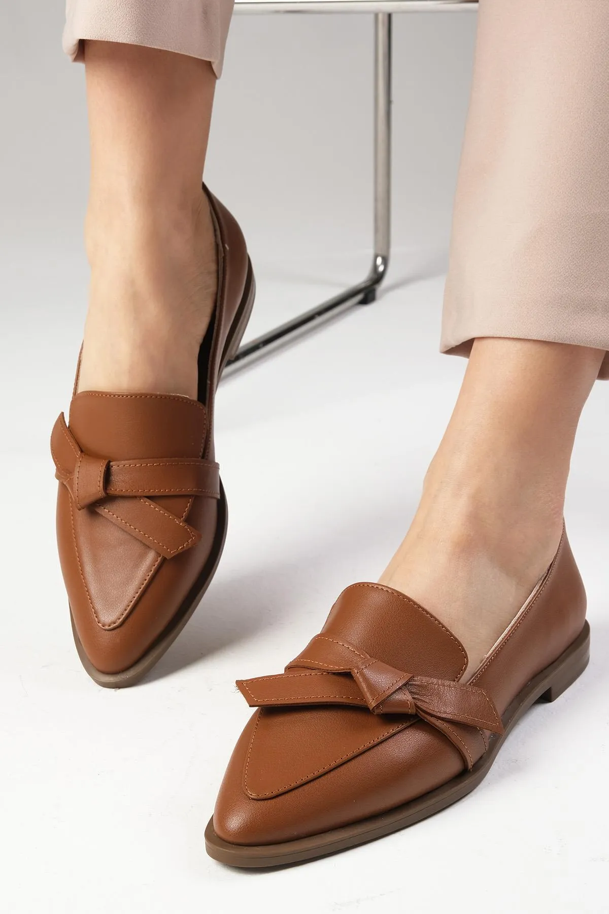Mio Gusto  Ezra Damen-Loafer aus echtem Nerzleder, flache Schuhe für den Alltag