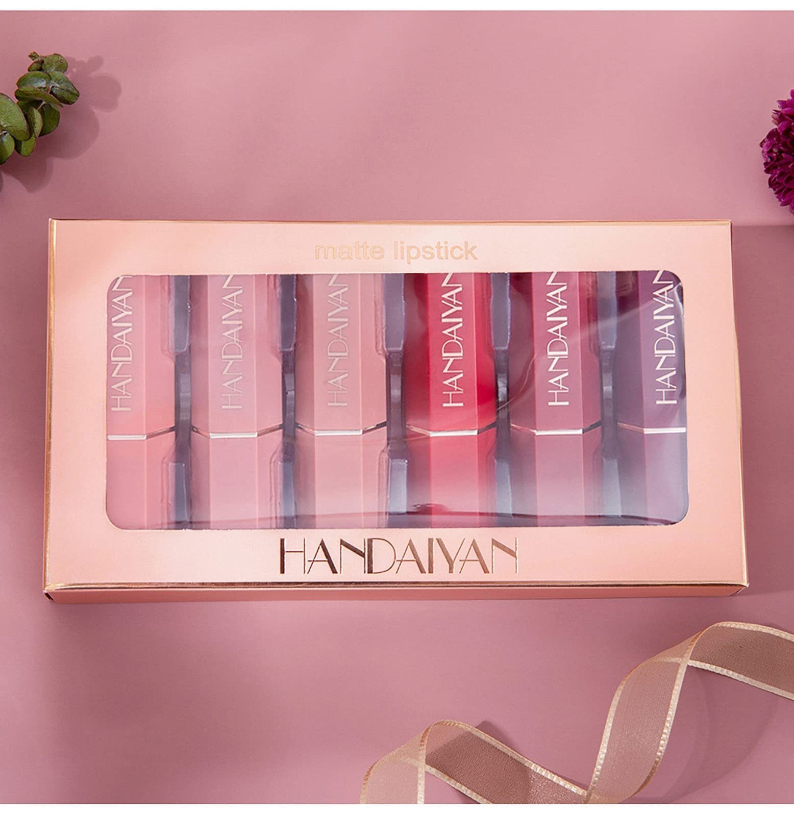 POCHUMIDUU Lippenstift-Set 6 Stück Lippenstiftset Wasserdichte Langlebige Lippenstift, 6-tlg., Antihaft-Tasse