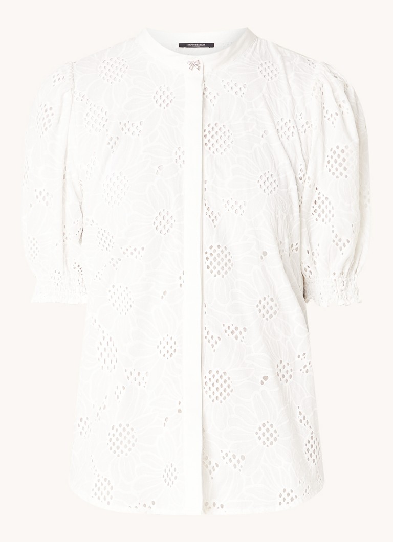 Bruuns Bazaar  Blouse van biologisch katoen met broderie en pofmouw