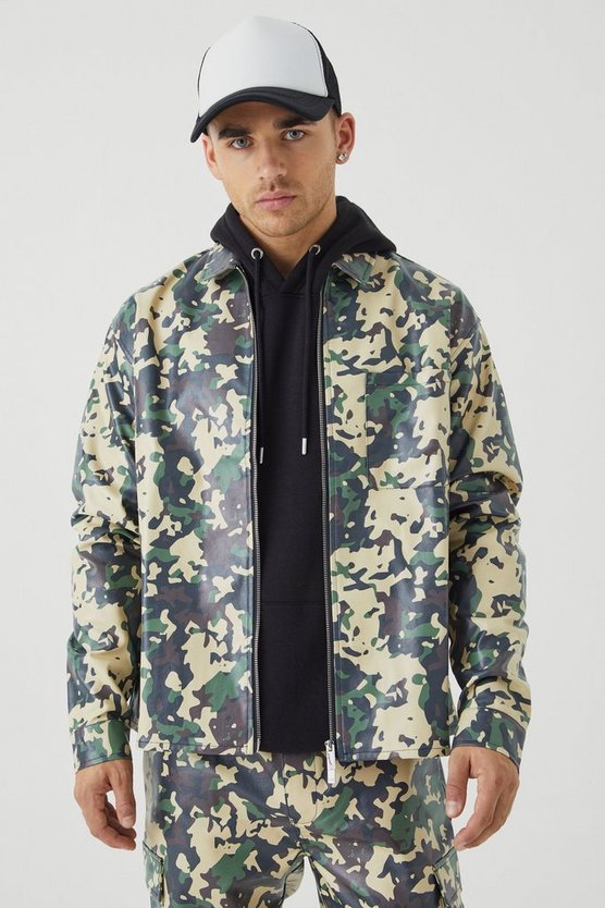 Langärmliges kastiges PU Camouflage-Hemd