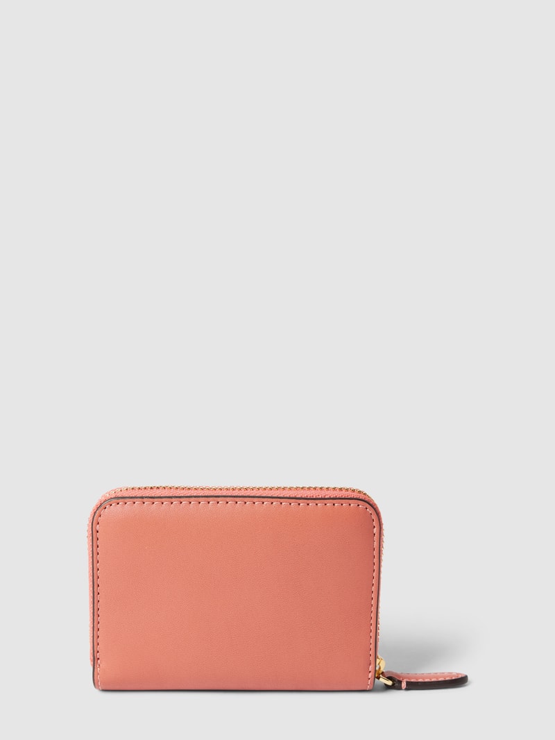 Portemonnaie mit Label-Applikation in rosa