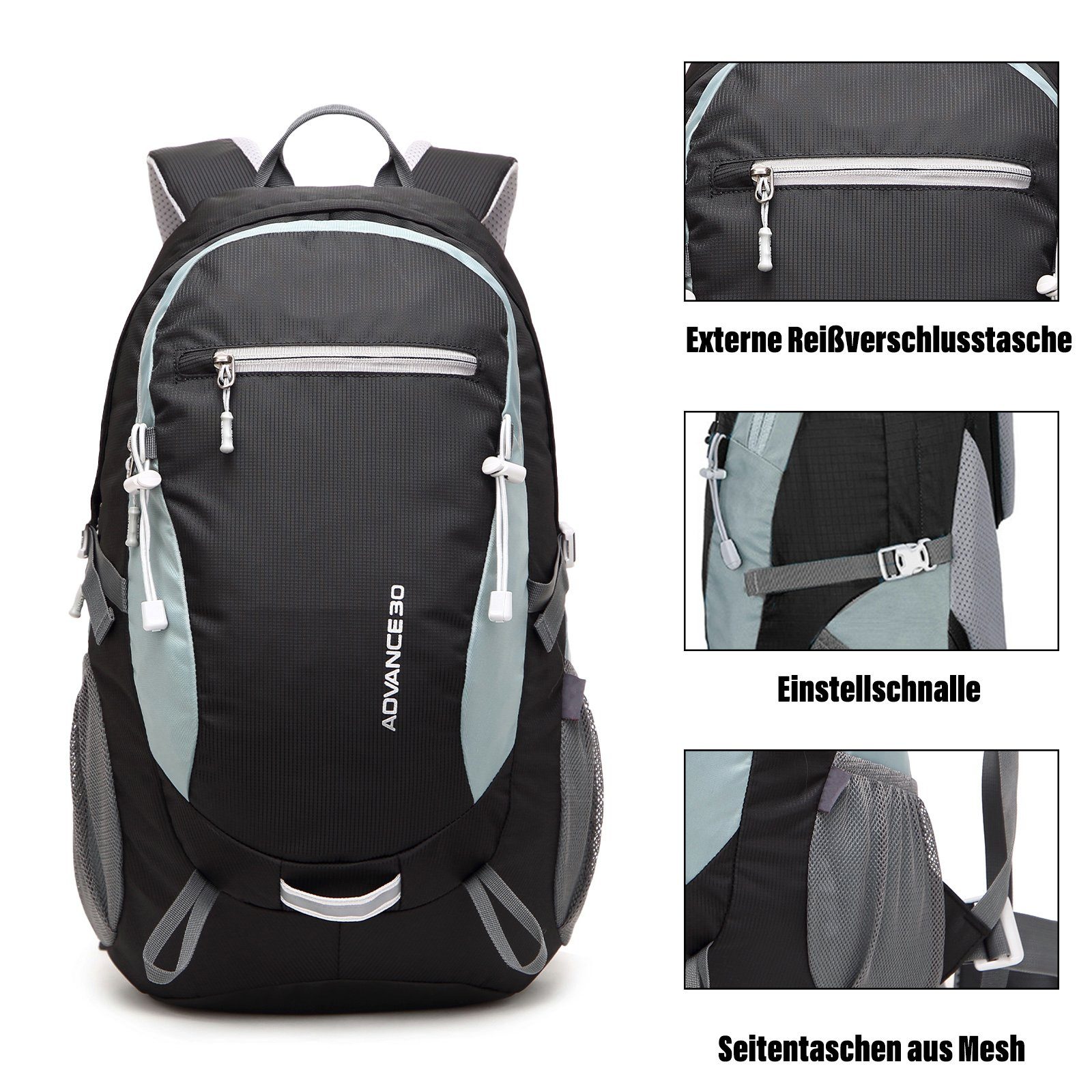 TAN.TOMI Wanderrucksack 40L Großer Wanderrucksack mit Rückenbelüftung, Wasserdicht Daypack (Einschließlich Regenschutz), mit Regenschutz für Outdoor Reisen Camping Trekking