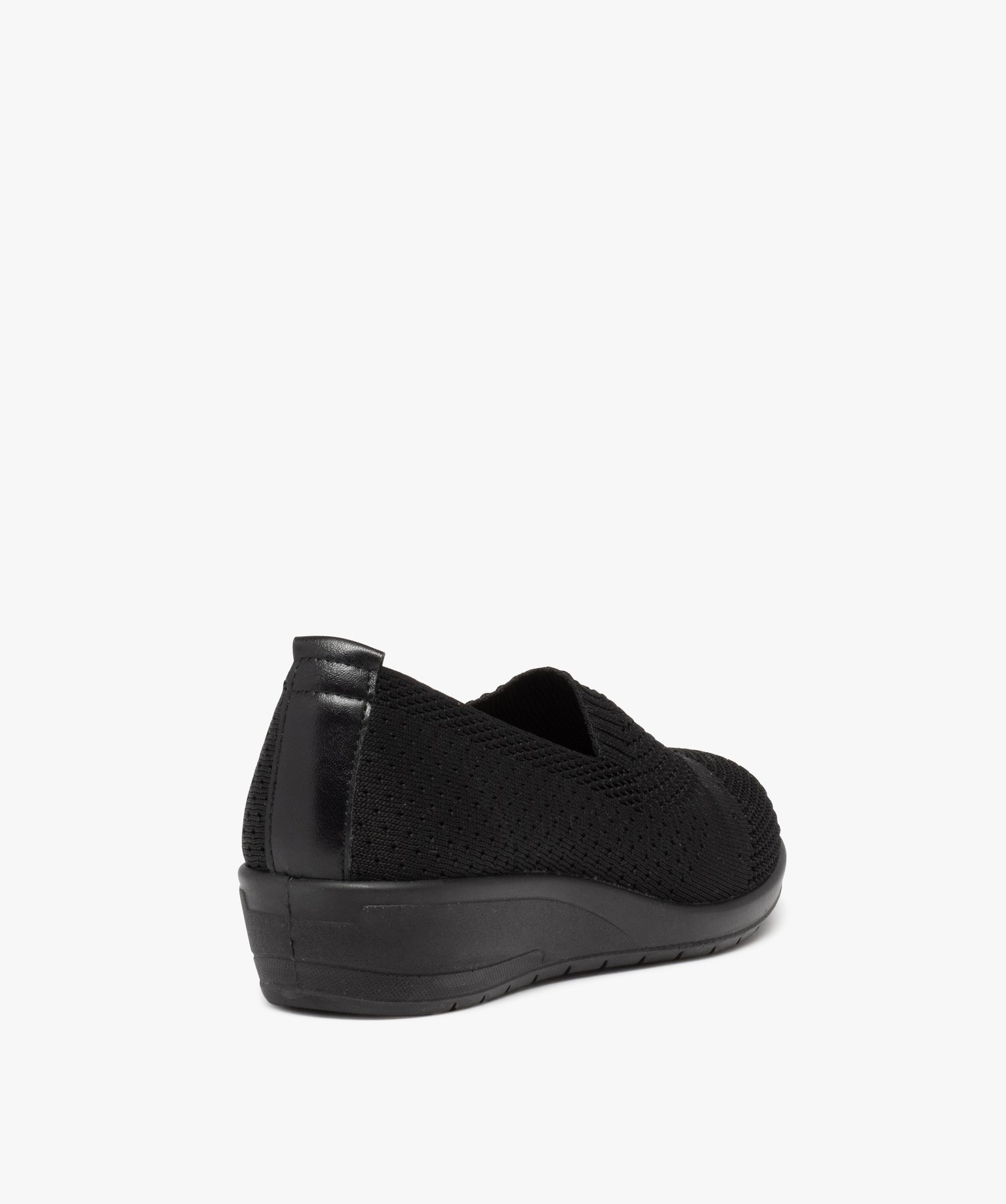 Mocassins femme confort unis en mesh à semelle compensée noir | GEMO