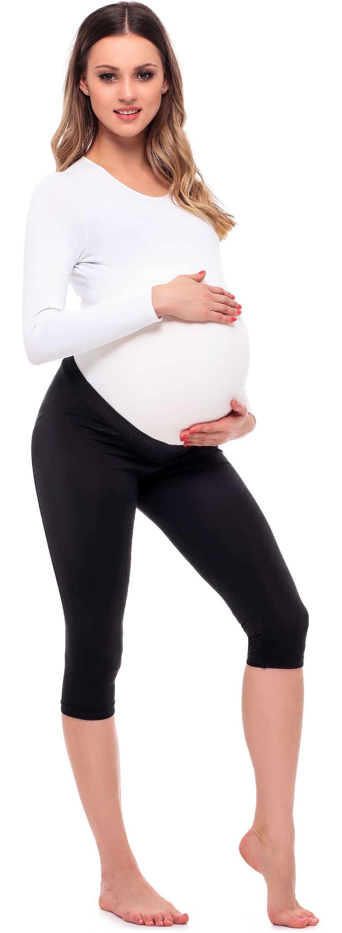 Be Mammy Umstandsleggings 3/4 Umstandsleggings aus Viskose BE20-254 (1-tlg) elastischer Bund