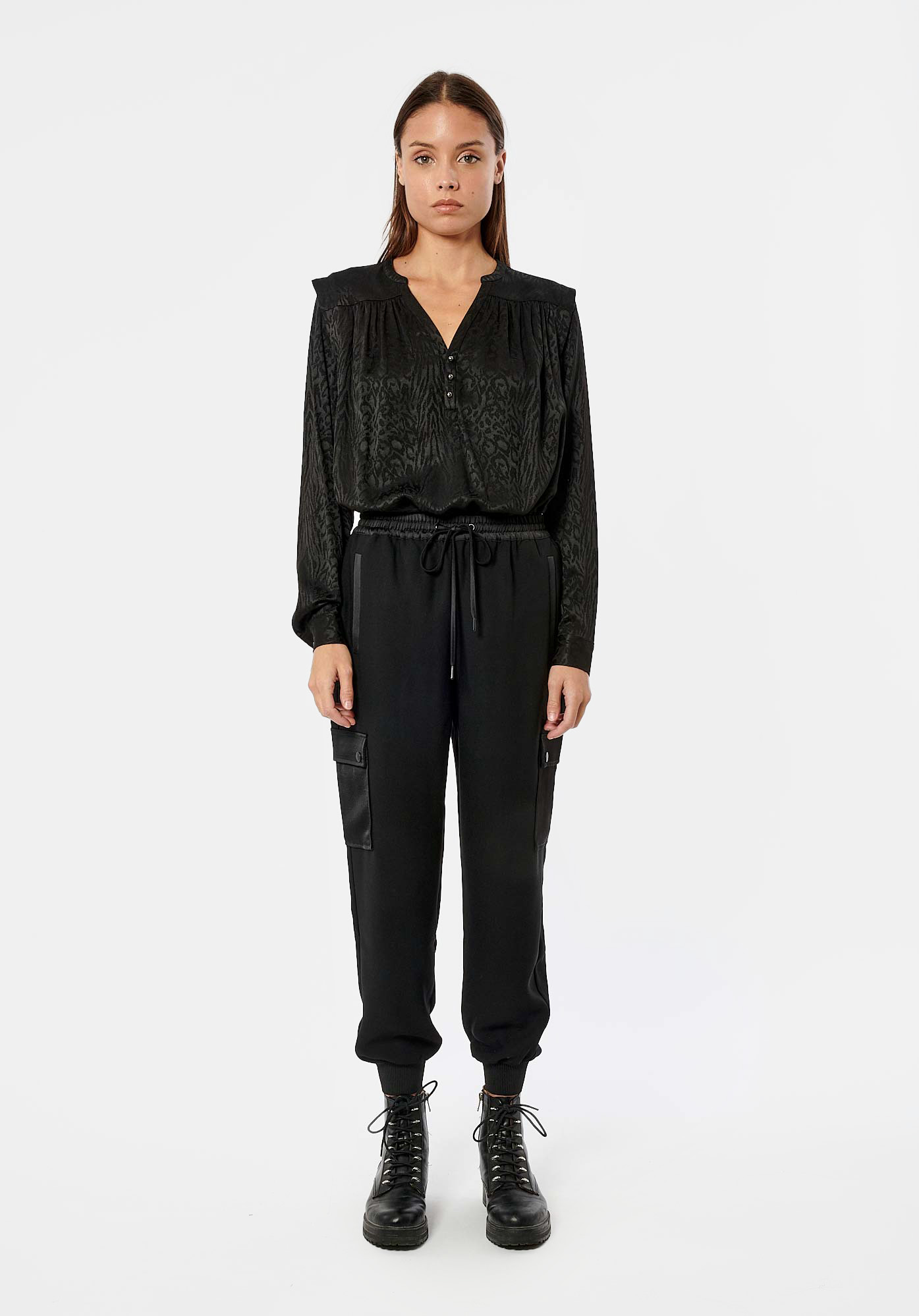 BAMBA  Blouse noire léopard femme