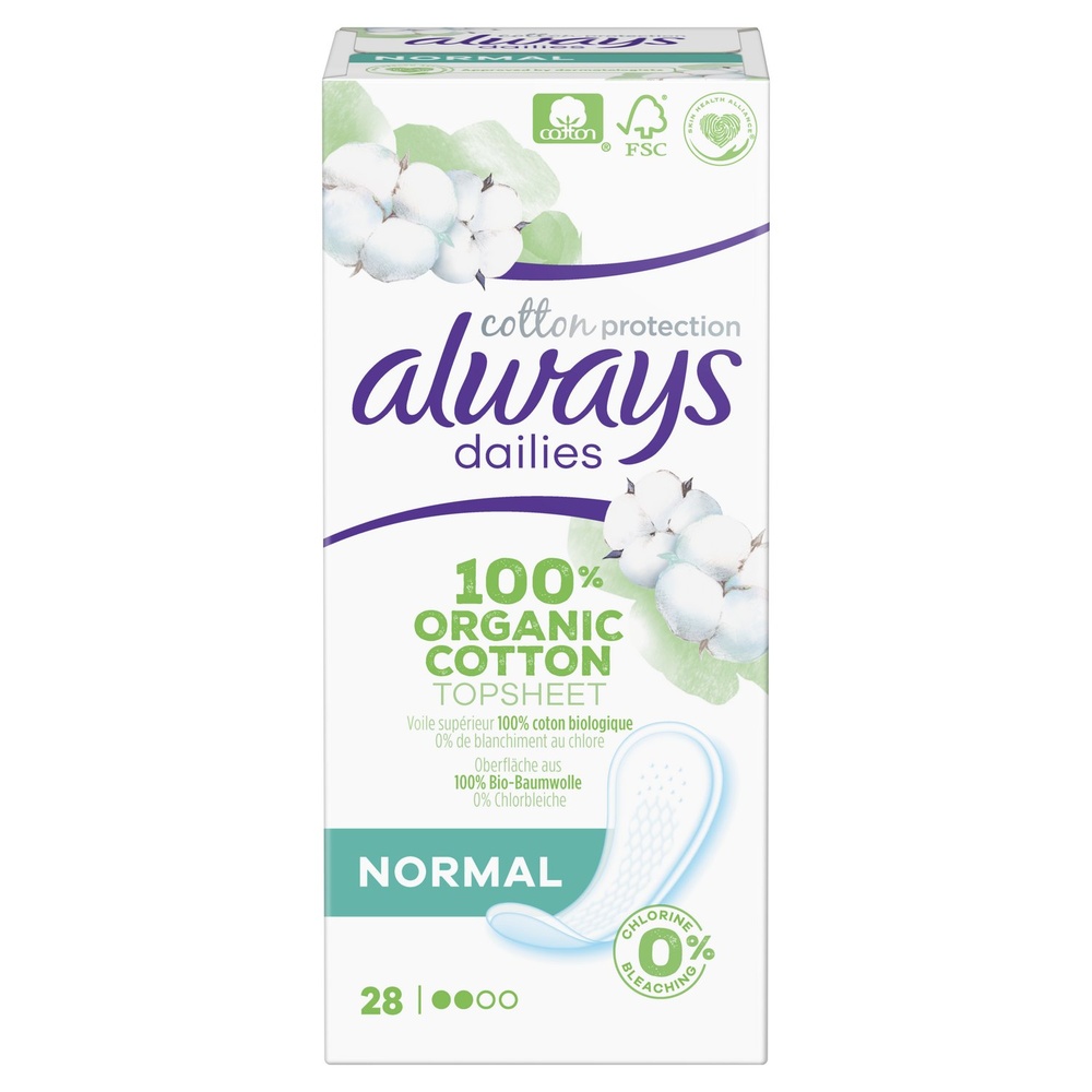 always Always Dailies Protège-Slips, 0% Colorant & Parfum x28 Protège-Slips