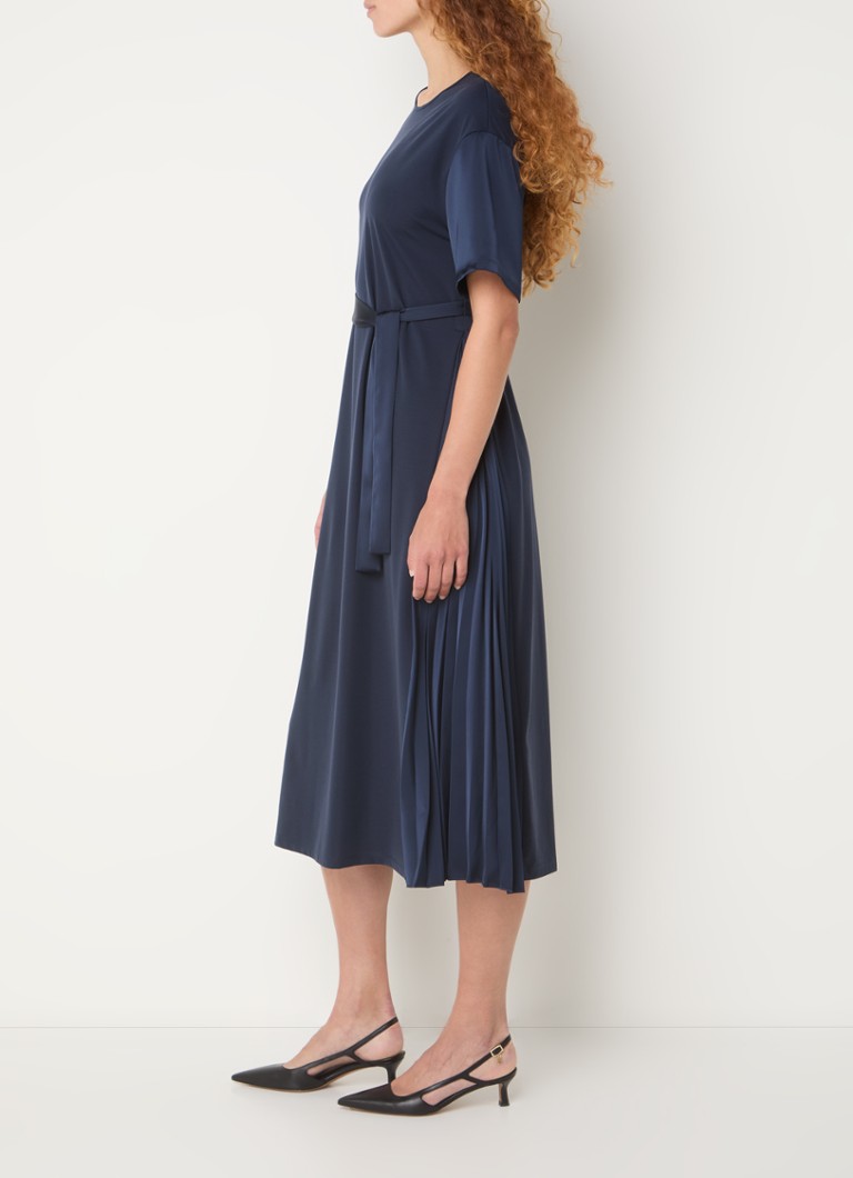 Vestido túnica midi MaxMara Jordan en mezcla de lyocell con cinturón de lazo.