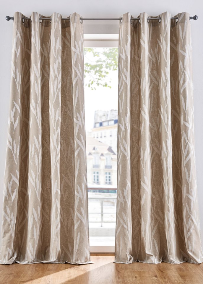 Jacquard Vorhang mit Blättern (1er Pack)