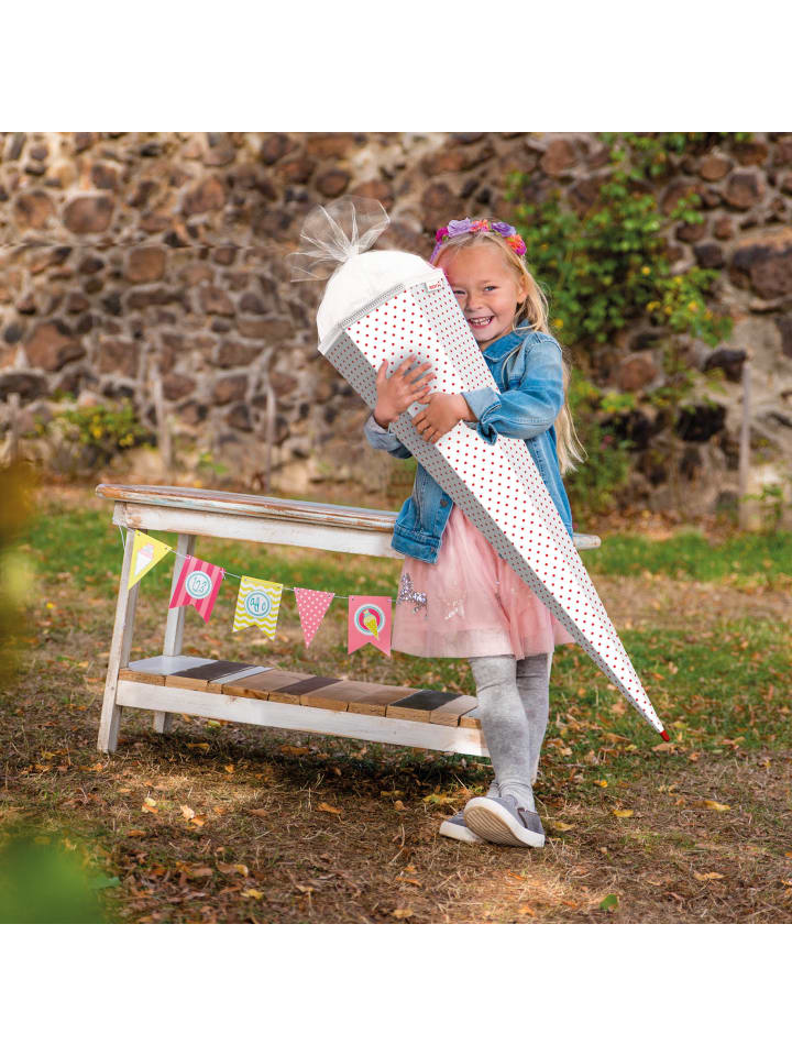 ROTH Bastel-Schultüte groß weiß rote Punkte 85 cm in Weiß günstig kaufen onesize