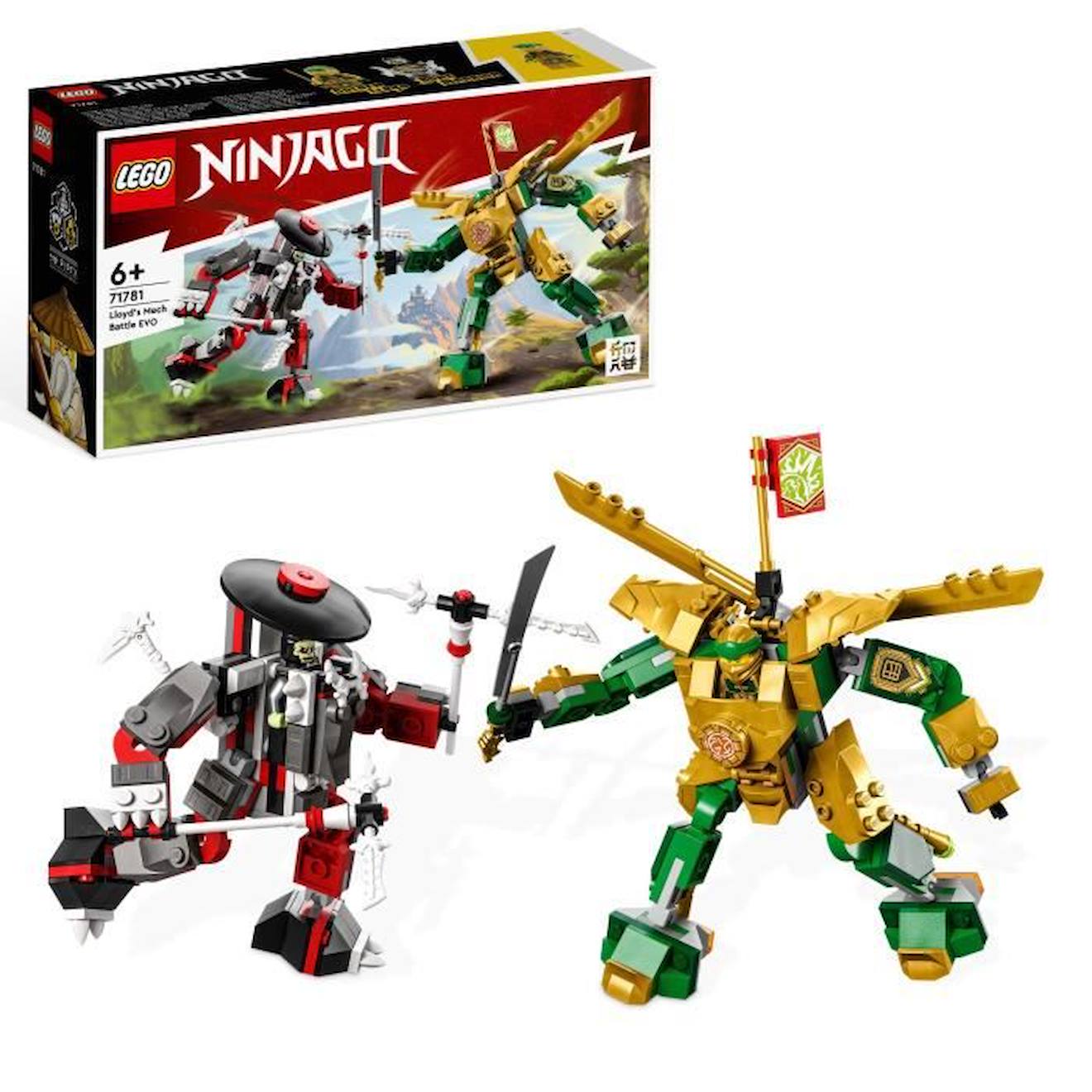 LEGO® NINJAGO 71781 Le Combat des Robots de Lloyd – Évolution, Jouet avec 2 Minifigurines blanc