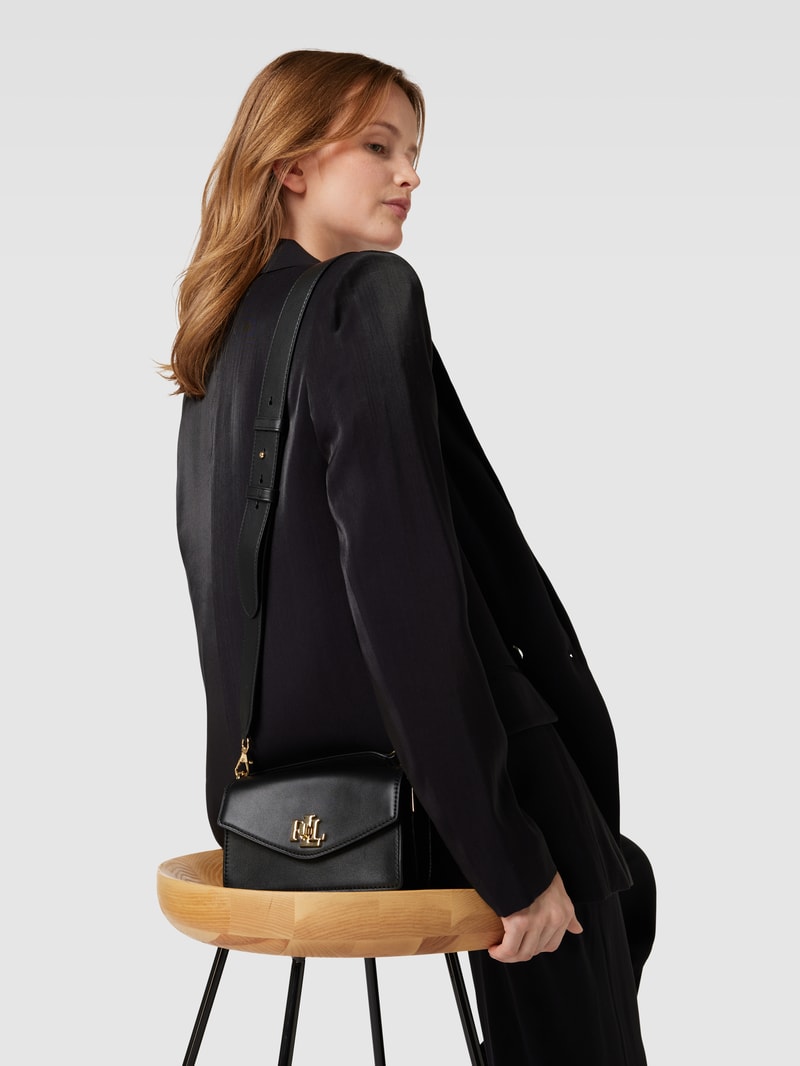 Crossbody Bag mit Label-Applikation Modell 'TAYLER' in schwarz